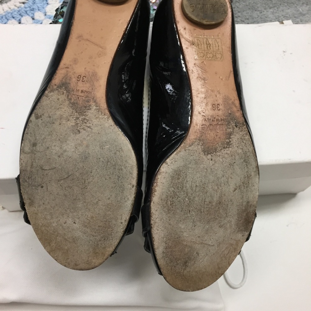 Chloé Black patten leather, Peep Toe ballet flats - Picture 8 of 8